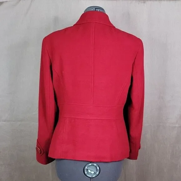 EAST 5TH Red Wool Coat Medium - Picture 7 of 8